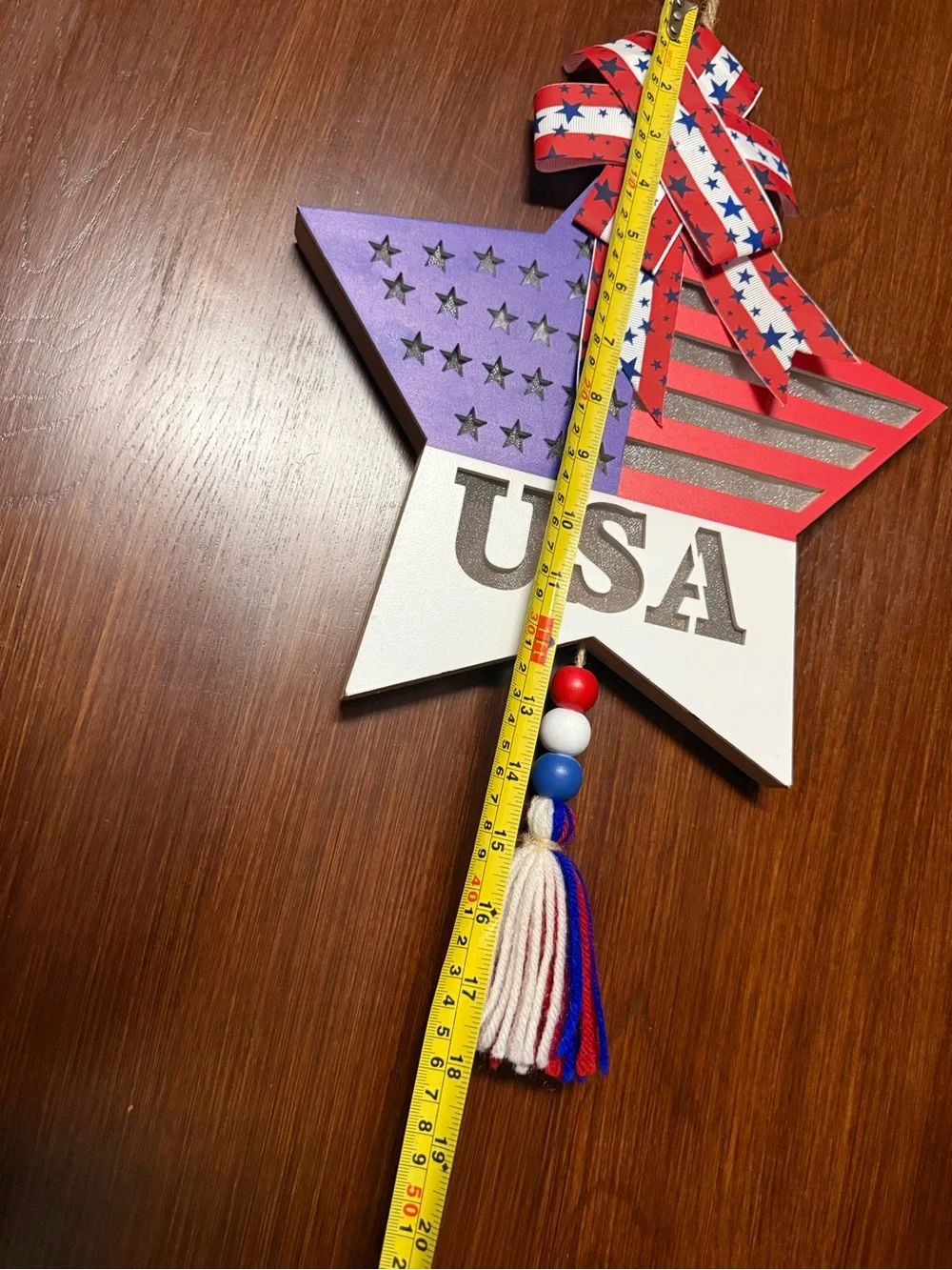 Patriotic USA Star shape Wall Hanging - integrated LED lights